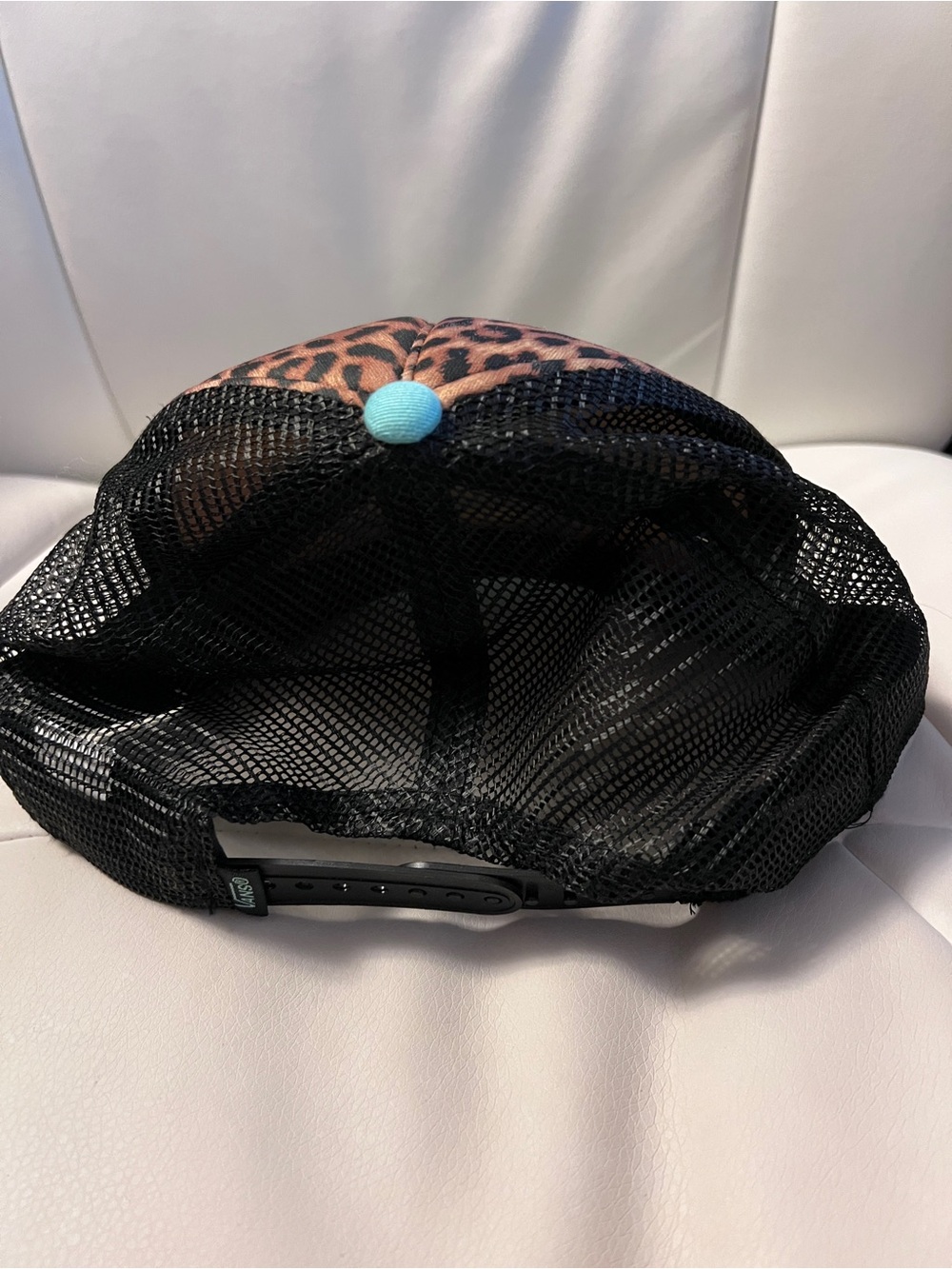 Vans Leopard Print Trucker Hat with Aqua Brim - Picture 2 of 3